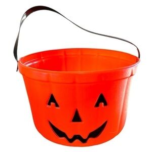 Vtg 1980 Jack-o-Lantern Empire Orange Blow Mold Halloween Pumpkin Candy Bucket